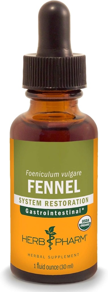 Herb Pharm Certified Organic Fennel Liquid Extract for Digestive System Support - 1 Ounce (DFENN01)