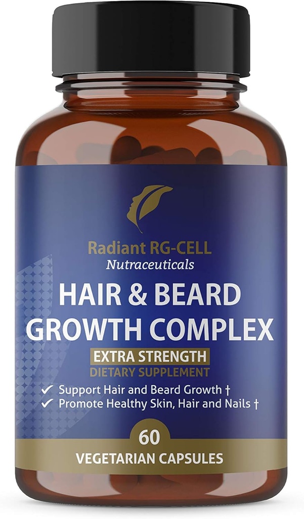 Hair and Beard Growth Complex Extra Strength Supplement, with Multivitamins, Biotin, Bamboo Extract 60 Capsules