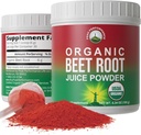 Organic Beet Root Powder - Ultra High Purity Super Food Beets Juice Powder. 100% Pure Nitric Oxide Boosting Beetroot Supplement. Keto, Paleo, Vegan Reds Superfood Rich in Polyphenols