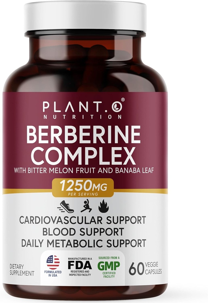 Berberine Supplement - 10xHigher Absorption Berberine HCI Complex with Bitter Lemon & Banaba Leaf - Cholesterol & Metabolic Clinically Researched Support - 60 Capsules Non-GMO