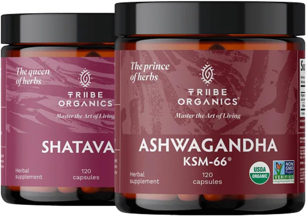 TRIBE ORGANICS Hormonal Wellness Duo - Ashwagandha & Shatavari Capsules - Supports Women’s Wellness and Balance