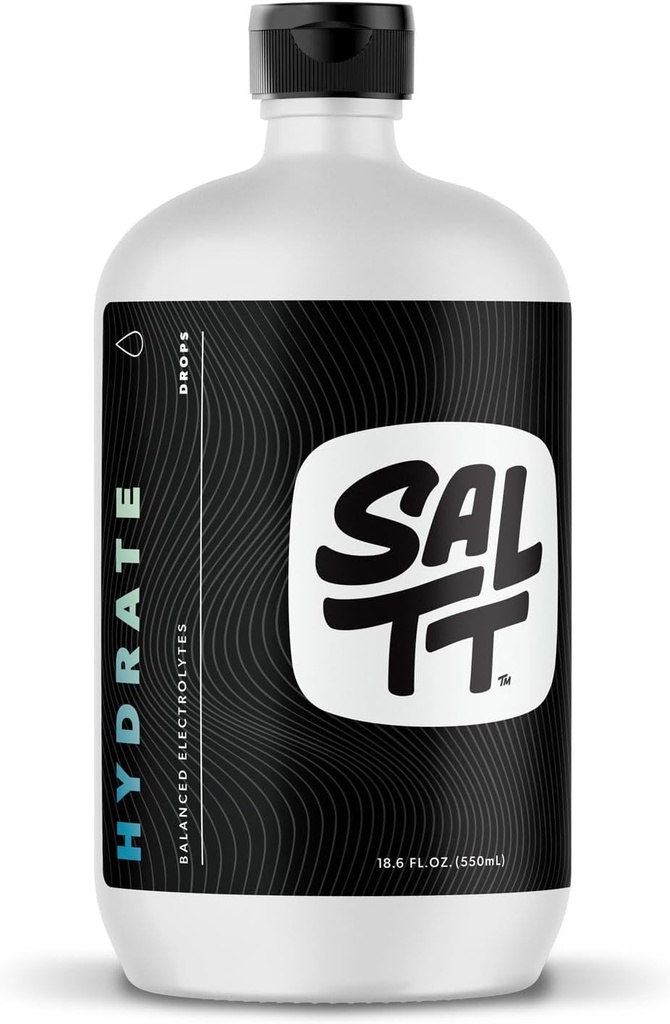 SALTT Hydrate Electrolyte Drops - Keto Diets - Intermittent Fasting - Immune Support - Gluten & Sugar Free - Paleo - Sodium, Magnesium, Potassium & Trace Minerals - Unflavored - 18.6 fl oz