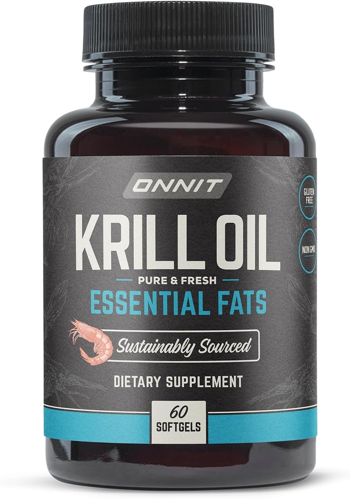 ONNIT Antarctic Krill Oil Soft Gels, IGEN™ Non-GMO Tested Dietary Supplement with Omega-3s, EPA, Astaxanthin & Phospholipids for Cognitive, Cardiovascular & Joint Health, 1000mg Per Serving, 60 Count