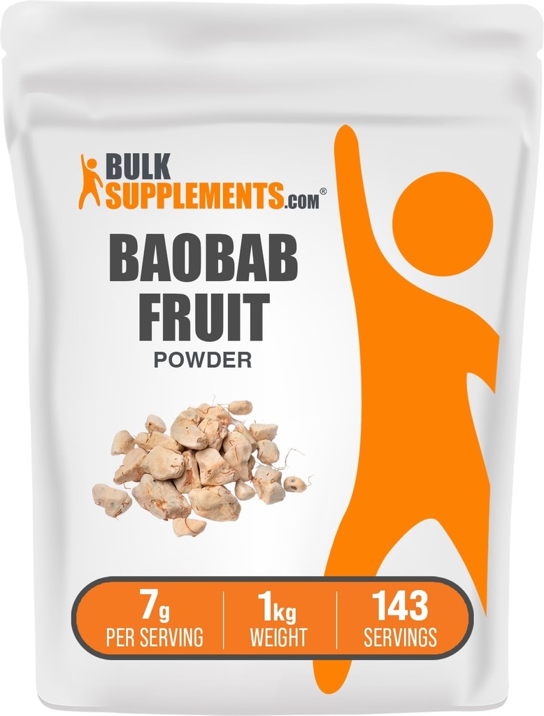 BulkSupplements.com Baobab Fruit Powder - Baobab Supplement, Antioxidant Supplement - Gluten Free, 7g per Serving, 1kg (2.2 lbs) (Pack of 1)