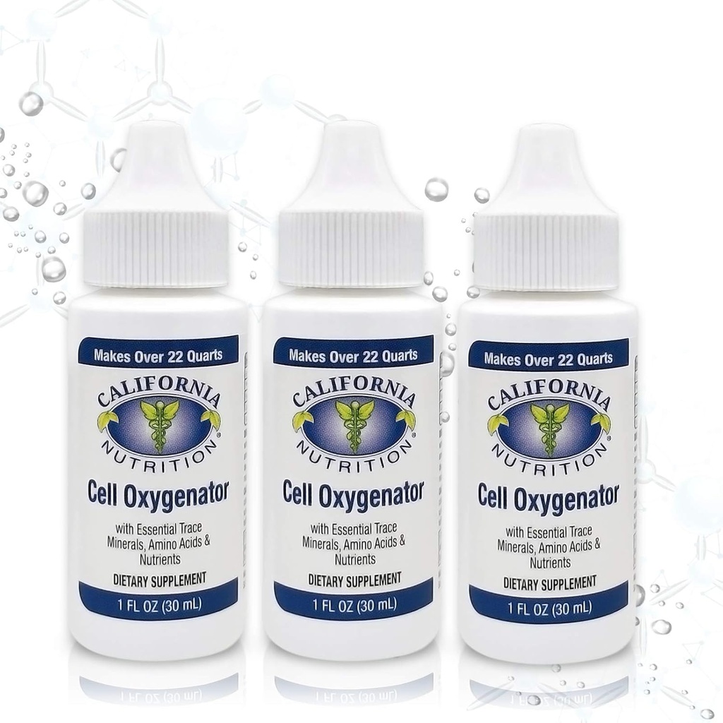 Cell Oxygenator 1 Fl Oz Bottle (Pack of 3), Cell Food Concentrate Liquid Oxygen Water Drops Daily Nutritional Dietary Supplement, Suport Immune System