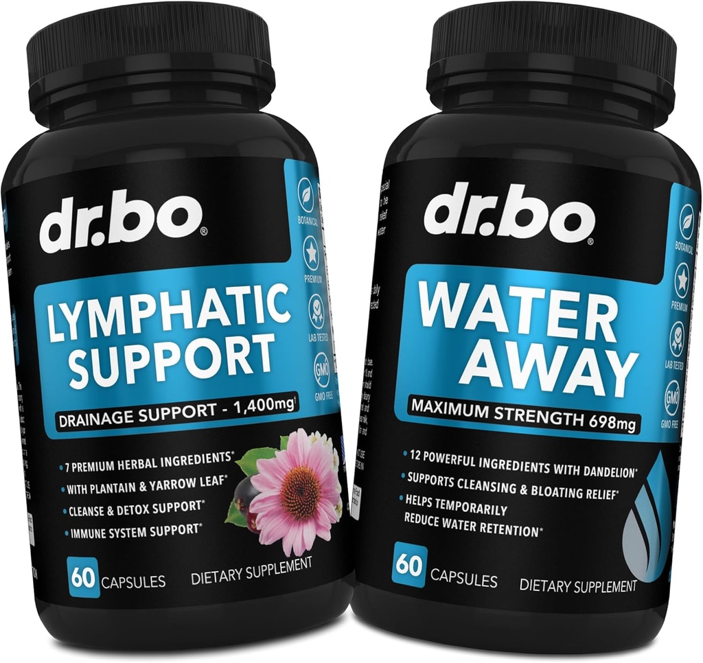 Lymphatic Drainage Supplements Pills & Water Away - Lymphatic Support Total Herbal Cleanse Products & Natural Water Pills Diuretics - Lymph Node Detox Cleanse System Drainage for Immune Support