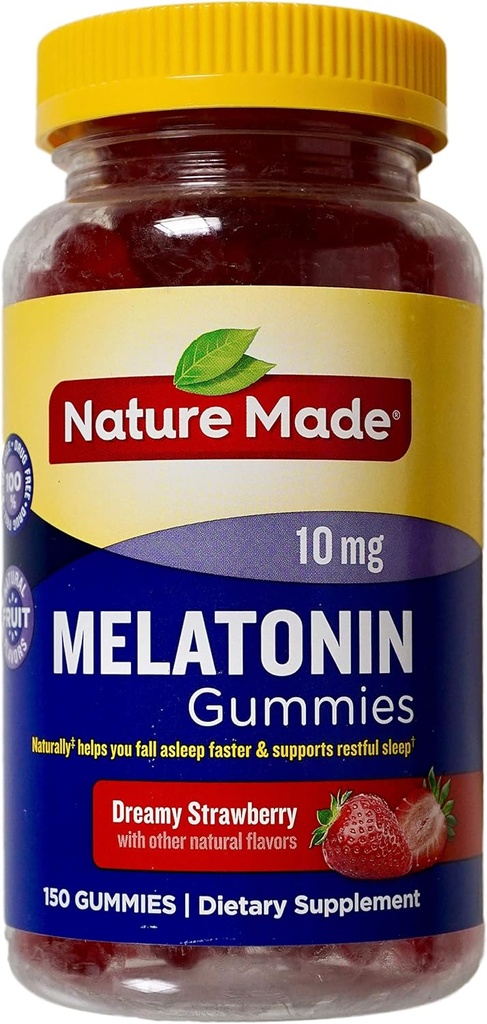 Nature Made Melatonin 10mg Dreamy Strawberry Natural Flavors, 150 Gummies