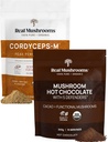 Real Mushrooms Hot Chocolate Mix (15 Servings) and Cordyceps (60 Servings) Powder Bundle - Mushroom Powder Supplement for Energy, Stamina, & Daily Immune Support - Gluten-Free, Non-GMO, Vegan