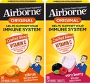 Airborne 1000mg Vitamin C Chewable Tablets Citrus & Very Berry Flavor Bundle - Immune Support Supplement with Zinc and Powerful Antioxidant Vitamins A C & E, (2x96ct bottles)*