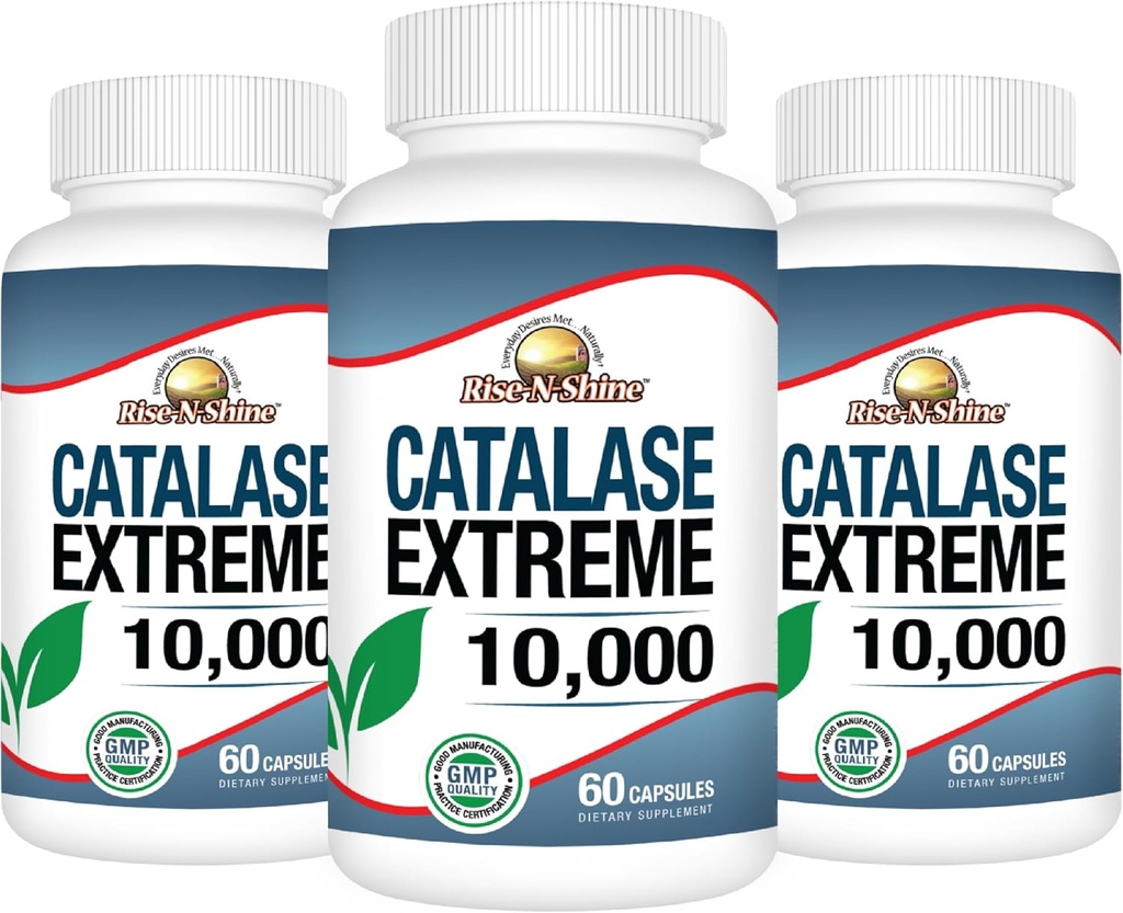 Rise-N-Shine Catalase Extreme Supplement 10,000 - Supplement with Saw Palmetto, Biotin, Fo-Ti, PABA - Hair Supplements for Strong Hair Support- 180 Capsules - Pack of 3 (90-Day Supply)