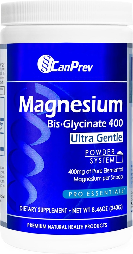 CanPrev Magnesium Bisglycinate 400 Ultra Gentle Powder 240g 48 Servings, 400mg Elemental Magnesium Per Scoop, Supports Restful Nights, Muscle Function, Gentle on Digestion, Vegan, Non-GMO, Gluten-Free