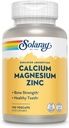 SOLARAY Calcium Magnesium Zinc Supplement - with Calcium 1000mg, Magnesium 500mg - Bone Health, Muscle Function, Heart Health and Immune Support - Vegan, 60 Day Guarantee, 25 Servings, 100 VegCaps
