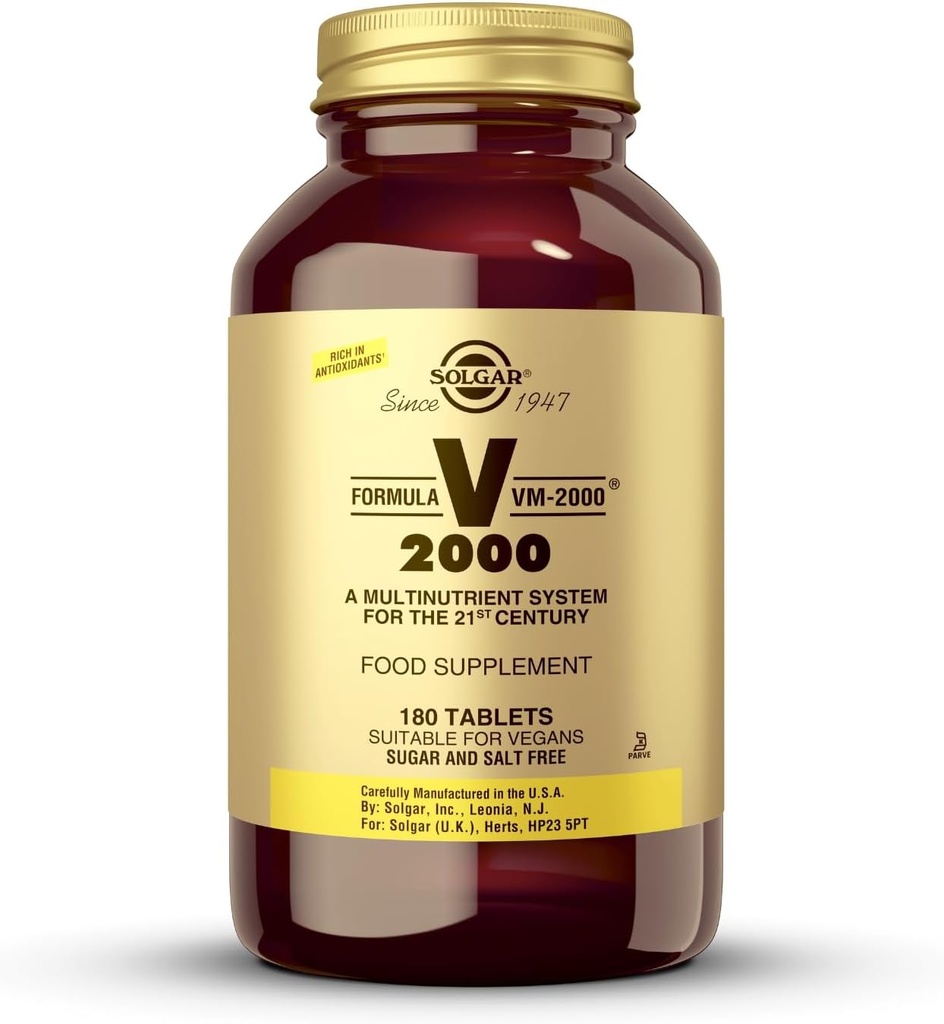 Solgar Formula VM-2000 (Multinutrient System), 180 Tablets - Premium Quality Multiple - Contains Zinc - Supports A Healthy Immune System - Vegan, Dairy Free, Kosher - 90 Servings