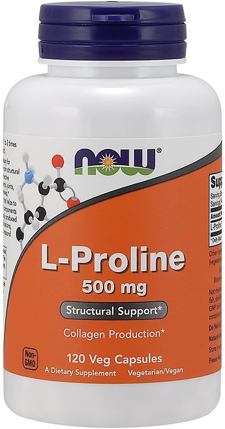 Now Foods L-Proline 500mg, Veg-Capsules, 120-Count (Pack of 2)