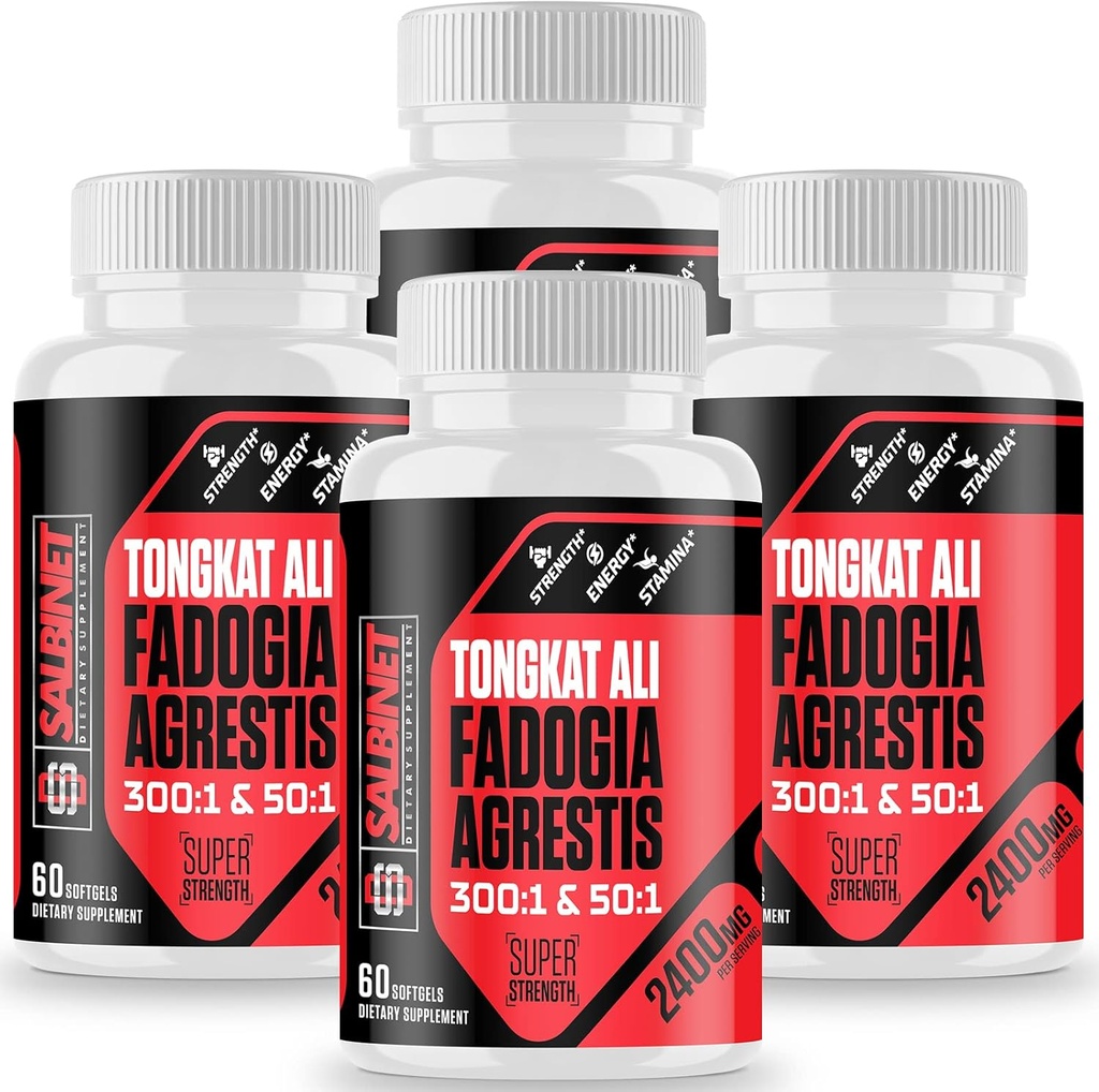 2400mg Fadogia Agrestis Tongkat Ali Supplements - Third Party Tested - 1400mg Fadogia Agrestis & 1000mg Tongkat Ali, Maximum Strength, Muscle Mass & Athletic Performance, 4 Packs
