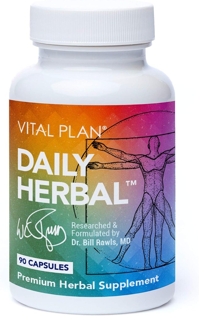Vital Plan Daily Herbal Supplement by Dr. Bill Rawls – Herbal Immunity Booster for Immune Support, Microbiome Balance & Cell Health — Reishi Mushroom, Turmeric & Rhodiola