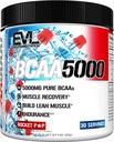 EVL BCAAs Amino Acids Powder - BCAA Powder Post Workout Recovery Drink and Stim Free Pre Workout Energy Drink Powder - 5g Branched Chain Amino Acids Supplement for Men - Rocket Pop