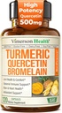Quercetin with Bromelain Turmeric Curcumin Supplement – Allergy Relief, Joint & Immune Support – Organic Turmeric Supplement with Black Pepper (Bioperine) – 120 Quercetin 500mg Capsules