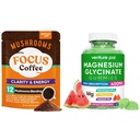 Venture Pal Mushroom Coffee & Magnesium Glycinate Gummies Bundle: 12 in 1 Coffee with Ashwagandha for Focus & Immunity + 60-Day Sugar-Free Gummies for Calm Mood & Sleep - 40 Servings & 60 Gummies
