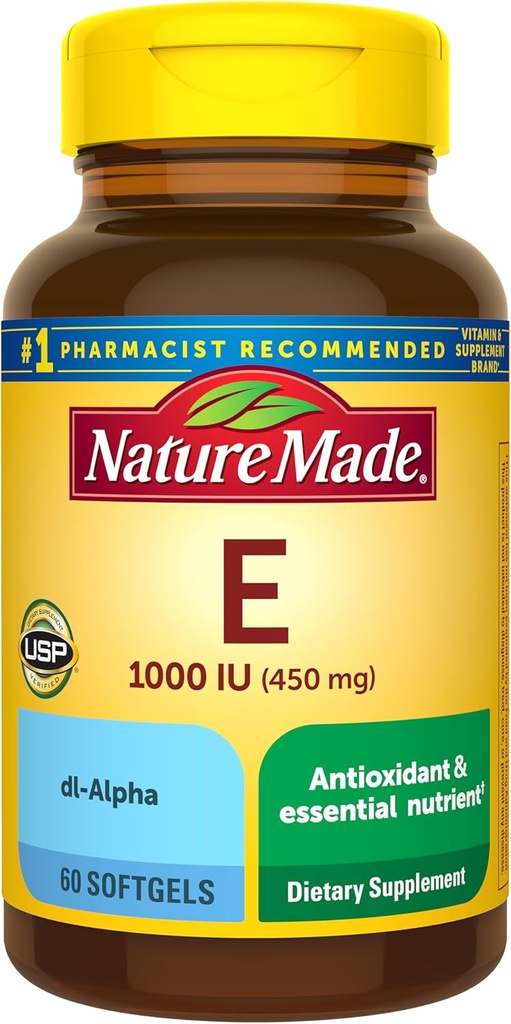 Nature Made Vitamin E 1000 IU (dl-Alpha) Softgels 60 Ct