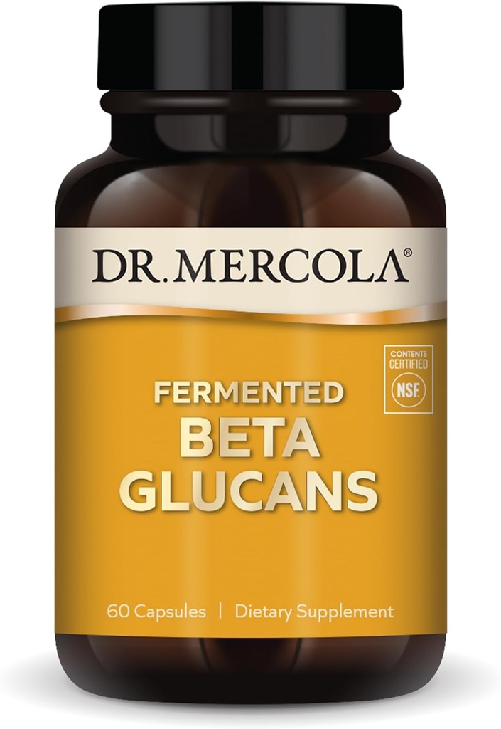 Dr. Mercola Fermented Beta Glucans - Immune System Support - Beta-1,3-Glucan & EpiCor Yeast Fermentate - Vegetarian - Non-Dairy - Gluten-Free - 60 Capsules
