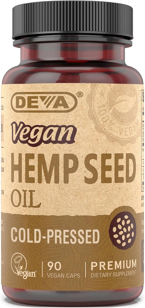 DEVA Vegan Virgin Hemp Seed Oil Capsules – Cold-Pressed, Unrefined, 90 Count