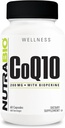 NutraBio CoQ10 Dietary Supplement with Bioperine, Healthy Heart Function & Cellular Energy Production, 200mg - 60 Capsules