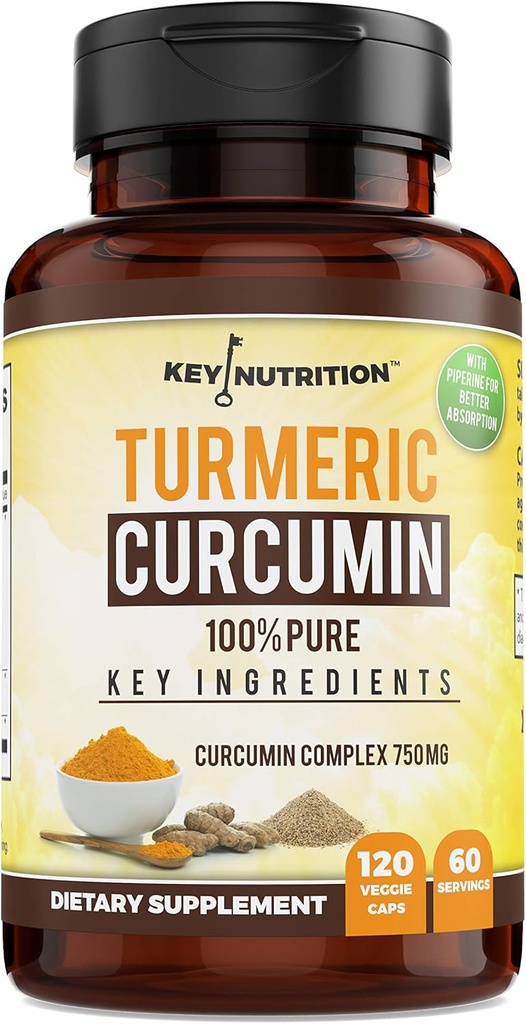 Turmeric Curcumin Complex with Piperine, 100% Pure - 120 Capsules