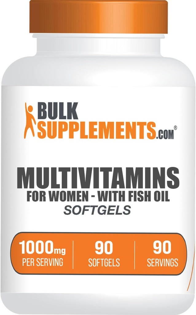 BulkSupplements.com Multivitamin for Women Softgels - Daily Multivitamin Supplement, Multimineral for Women with Fish Oil - Gluten Free, 1 Softgel per Serving (1000mg), 90 Count (Pack of 1)