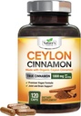 Ceylon Cinnamon Capsules 1800mg - Certified Organic Cinnamon, Bottled in USA, & Pure Extra Strength Ceylon Cinnamon Supplement, Antioxidant Pills, Non-GMO & Gluten Free, Sugar Free - 120 Capsules