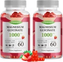Magnesium Glycinate Gummies 1000mg - for Adults Magnesium Potassium Supplement with Vitamin D, B6, CoQ10 for Calm Mood & Sleep Support - 120 Strawberry Flavor-2 Pack