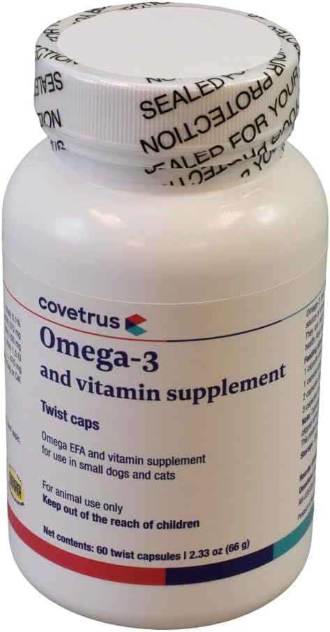 Omega-3 and Vitamin Supplement Twist Caps for Small Dogs & Cats 60 ct