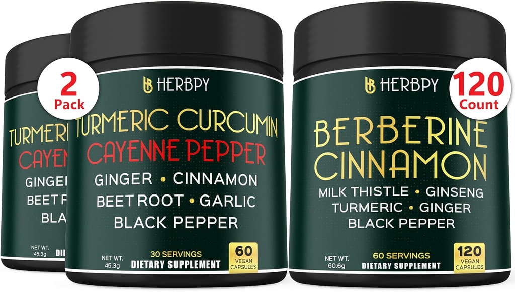 Bundle 7in1 Turmeric Curcumin & 7in1 Berberine HCl 97% Supplement