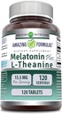 Amazing Formulas Melatonin 10 Mg Plus L-Theanine 5.5 Mg Supplement | Tablets | Non-GMO | Gluten Free | Made in USA | (1 Pack, 120 Tablets)