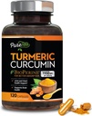 Turmeric Curcumin Supplement with BioPerine 1950mg, 95% Standardized Curcuminoids - Black Pepper for Advanced Absorption, Herbal Joint Support Complex, Nature's Tumeric Extract Non-GMO - 120 Capsules