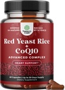 Red Yeast Rice with CoQ10 Supplement - Advanced Healthy Heart & Healthy Cholesterol Levels Formula for Men & Women - Extra Strength Capsule with Red Yeast Rice 1200 mg Capsules with CoQ10-60 Count