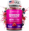Magnesium Glycinate Gummies 600mg, Non-GMO, Gluten-Free, Magnesium Gummies for Adults & Kids, Sleep, Relaxation & Focus, Mixed Berry Flavor, 60 Count