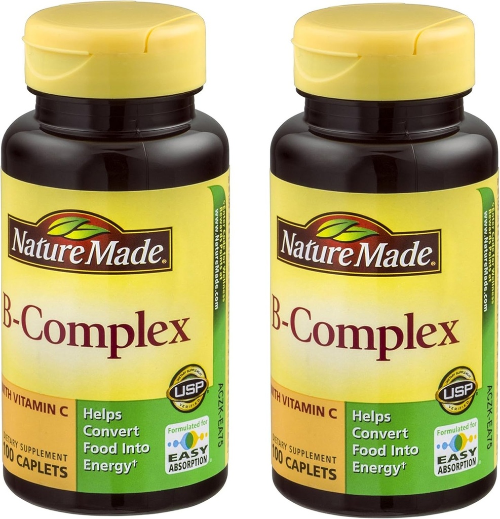 Nature Made Vitamin B-Complex Caplets 100 Caplets (Pack of 2)