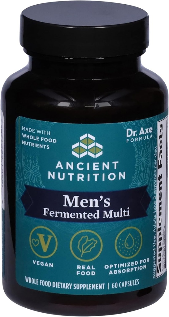 Ancient Nutrition Multivitamin for Men, Men's Fermented Multivitamin with Vitamin A, C, D, E, K, Zinc & Magnesium, Immune Support, Vegan, 60 Ct