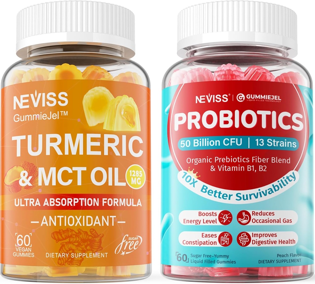 Turmeric Gummies 1000mg + Sugar Free Probiotics Gummies