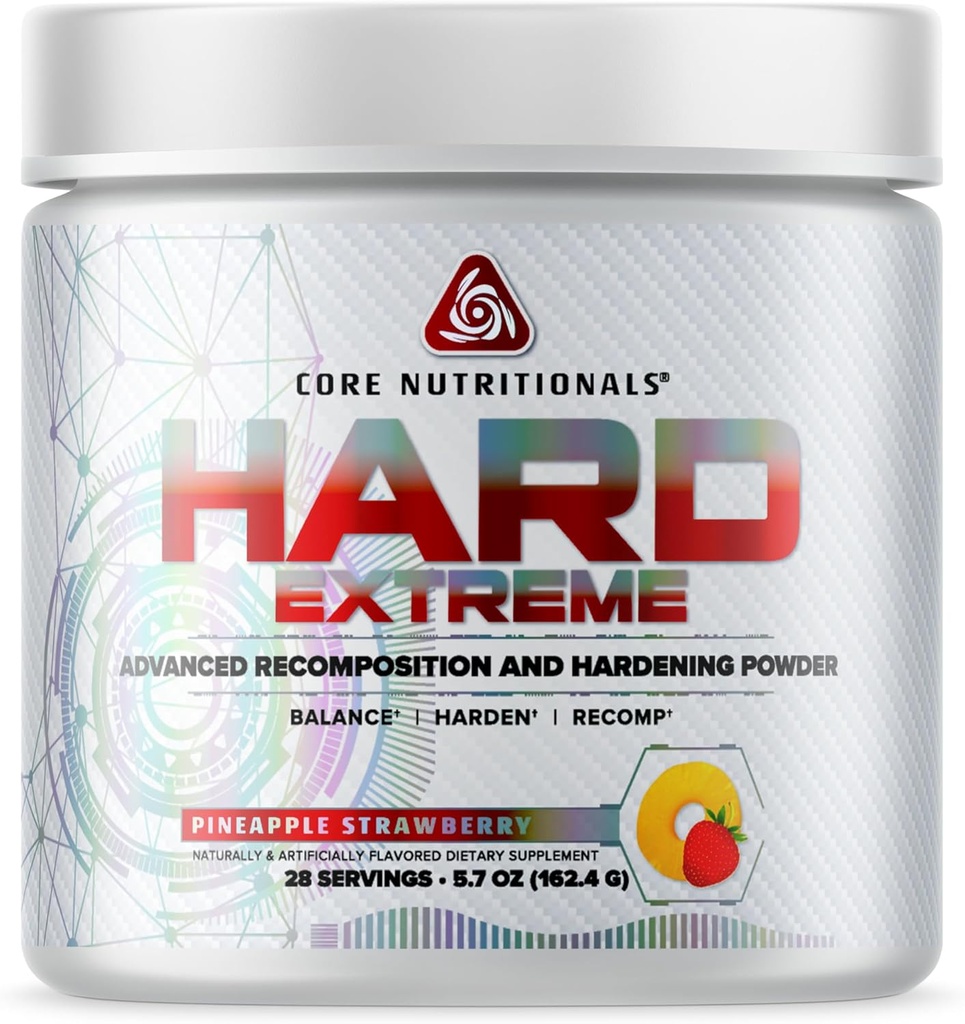 Core Nutritionals Platinum Hard Advanced Recomposition and Hardening Agent, Reduces Cortisol Levels and Regulates Healthy Estrogen Production 28 Servings (Pineapple Strawberry)