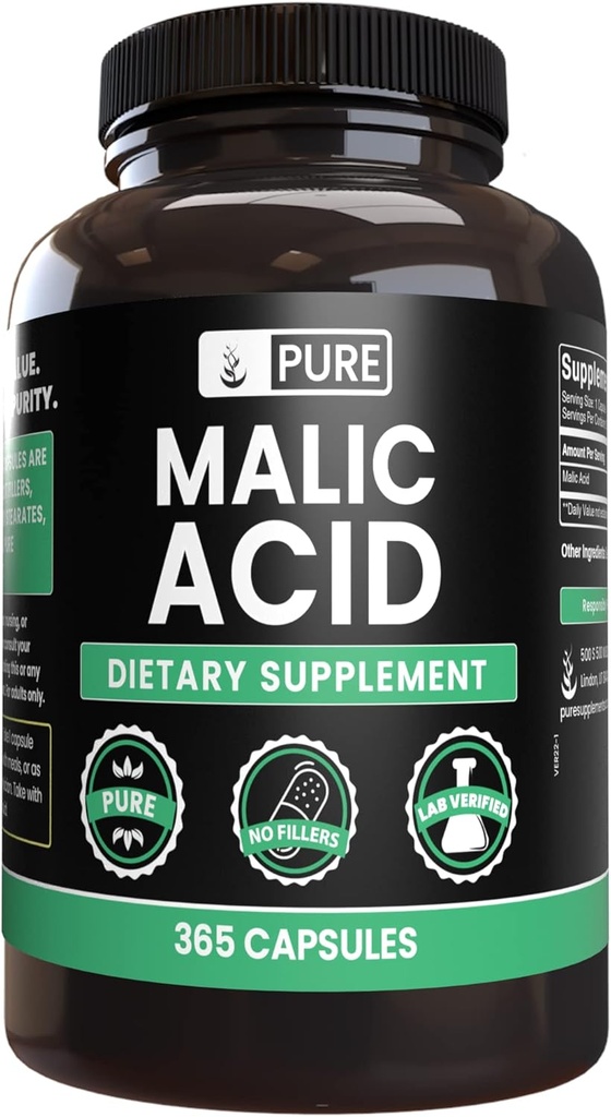 Pure Original Ingredients Malic Acid (365 Capsules) No Magnesium Or Rice Fillers, Always Pure, Lab Verified