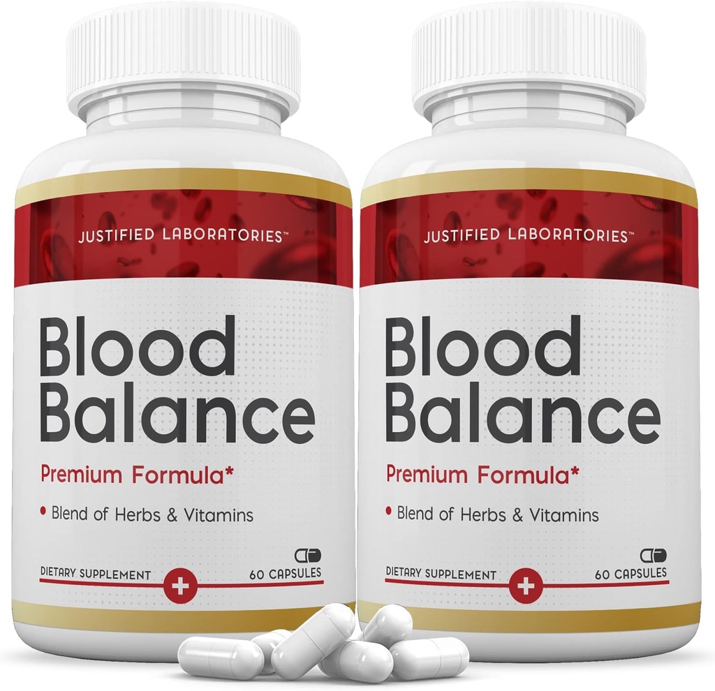 Justified Laboratories (2 Pack Blood Balance Advanced Formula 620MG Supplement Pills 120 Capsules