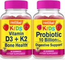 WellYeah Vitamin D3+K2 Kids + Probiotics 2B Kids, Gummies Bundle - Great Tasting, Vitamin Supplement, Gluten Free, GMO Free, Chewable Gummy
