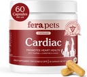 Fera Pets Cardiac Support - Cat & Dog Heart Supplement with Taurine, L-Carnitine, & CoQ10 - Promotes Normal Circulation and Heartbeat - 60 Capsules