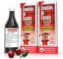 Emulsión de Escocia Cod Liver Oil with Vitamins A, D, E, B1 - Natural Cherry Flavor Fish Oil Omega-3 Dietary Supplement for Immune Support & Growth - Essential Nutrients - 6.5 oz (2-Pack)