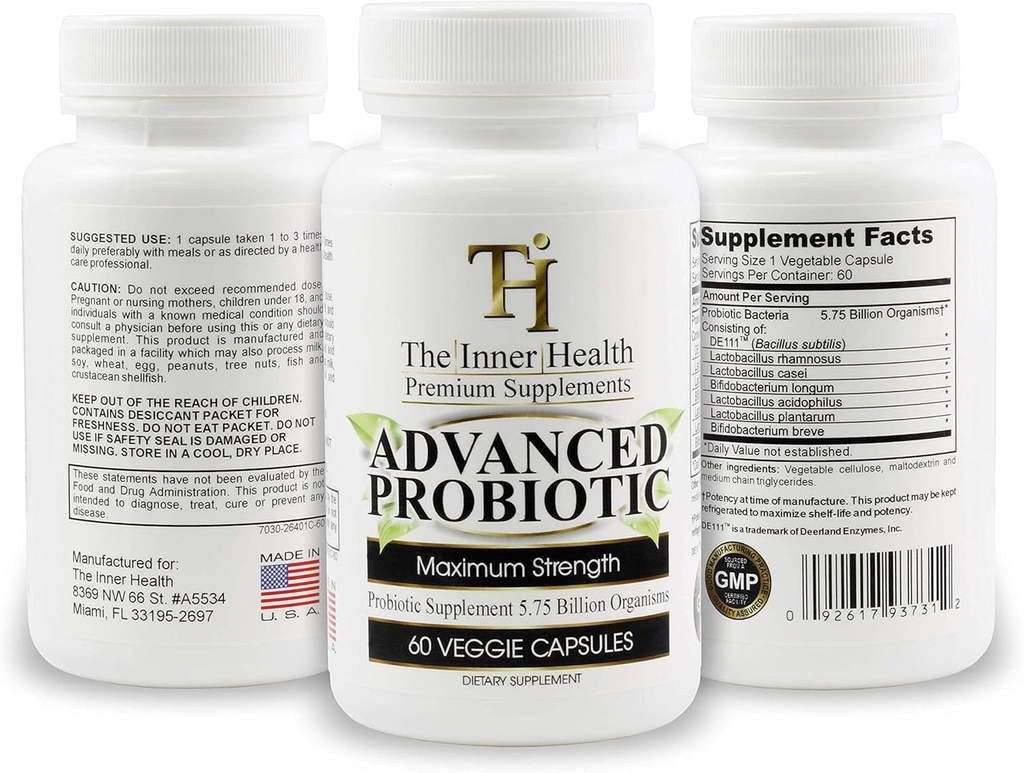 Advanced Probiotics for Women & Men to Support Healthy Gut & Immune System; 5.75 Billion Organisms; Bacillus Subtilis Lactobacillus Rhamnosus Acidophilus Probiotic L. Casei and More
