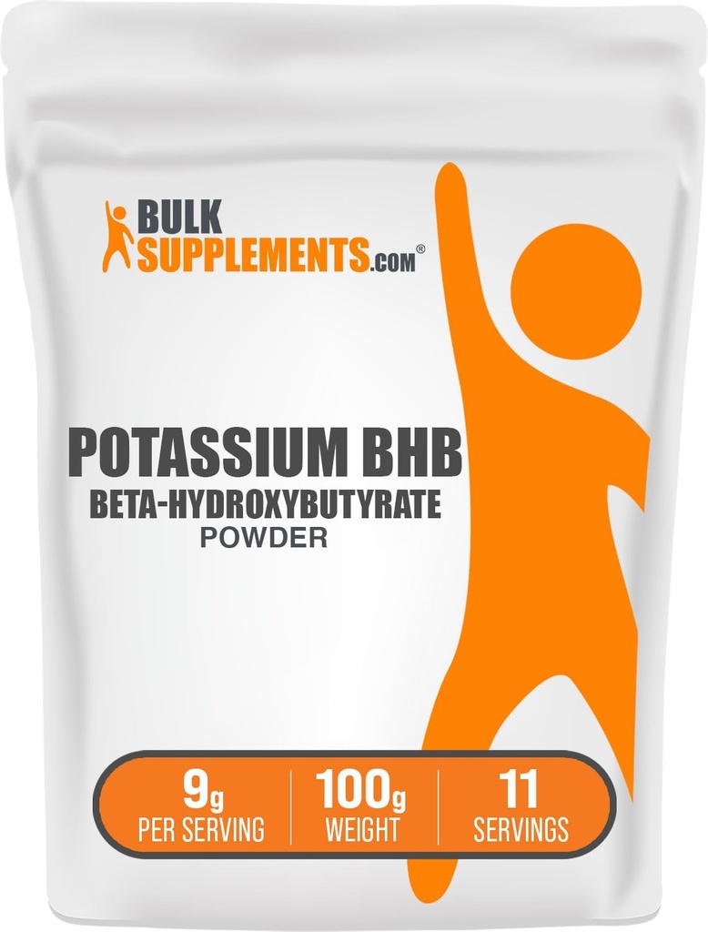 BulkSupplements.com Potassium BHB Powder - Beta-Hydroxybutyrate Powder, Unflavored Potassium BHB Supplement - Vegan & Gluten Free, 9g per Serving, 100g (3.5 oz) (Pack of 1)