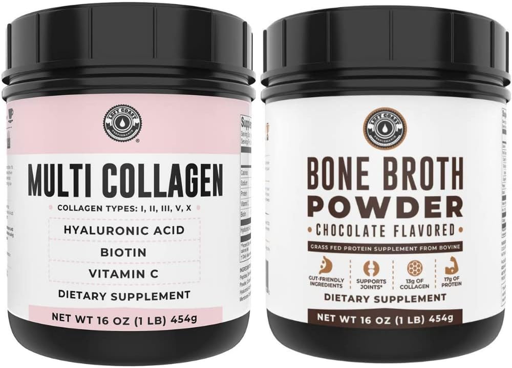 Left Coast Performance Chocolate Bone Broth and Multi Collagen Powder for Joint, Hair, Skin, and Nails Support