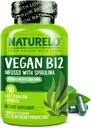 NATURELO Vegan B12 - Methyl B12 with Organic Spirulina - High Potency Vitamin B12 1000 mcg Methylcobalamin - Supports Healthy Mood, Energy, Heart & Eye Health - 90 Capsules
